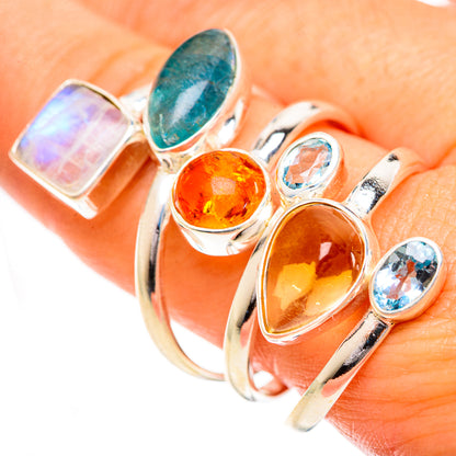 Rainbow Moonstone Rings handcrafted by Ana Silver Co - RING124418