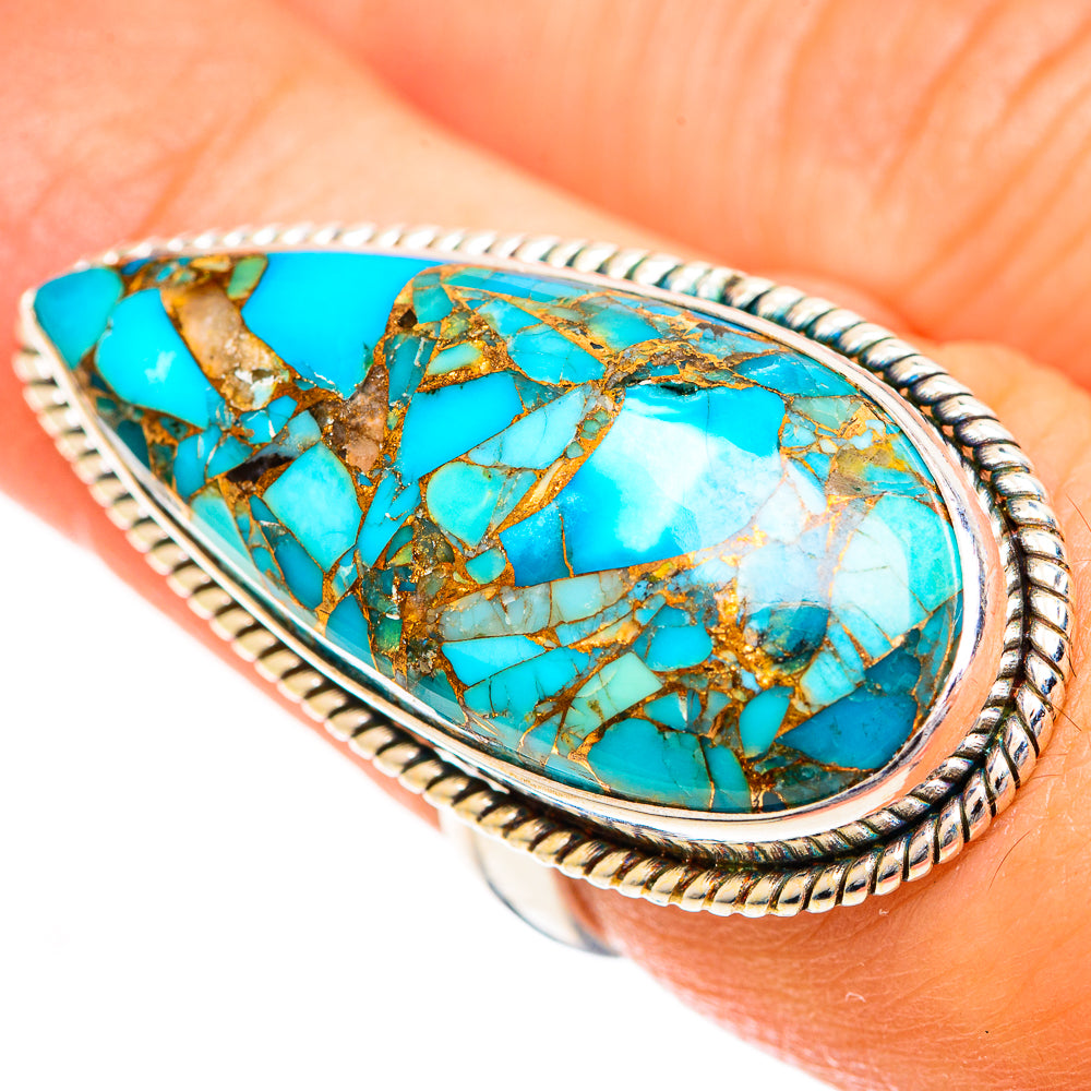 Blue Copper Composite Turquoise Rings handcrafted by Ana Silver Co - RING124429