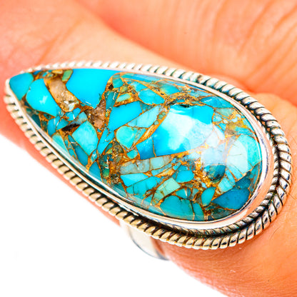 Blue Copper Composite Turquoise Rings handcrafted by Ana Silver Co - RING124429