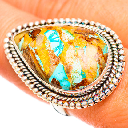 Blue Copper Composite Turquoise Rings handcrafted by Ana Silver Co - RING124430