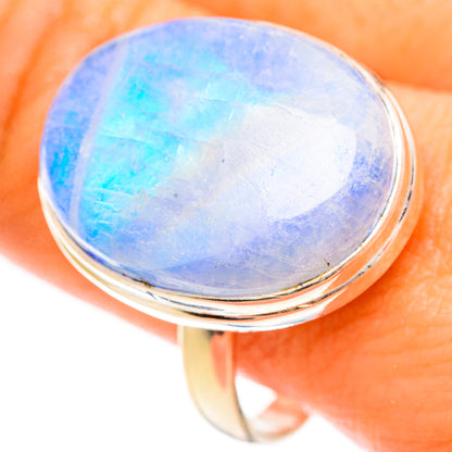 Rainbow Moonstone Rings handcrafted by Ana Silver Co - RING124433