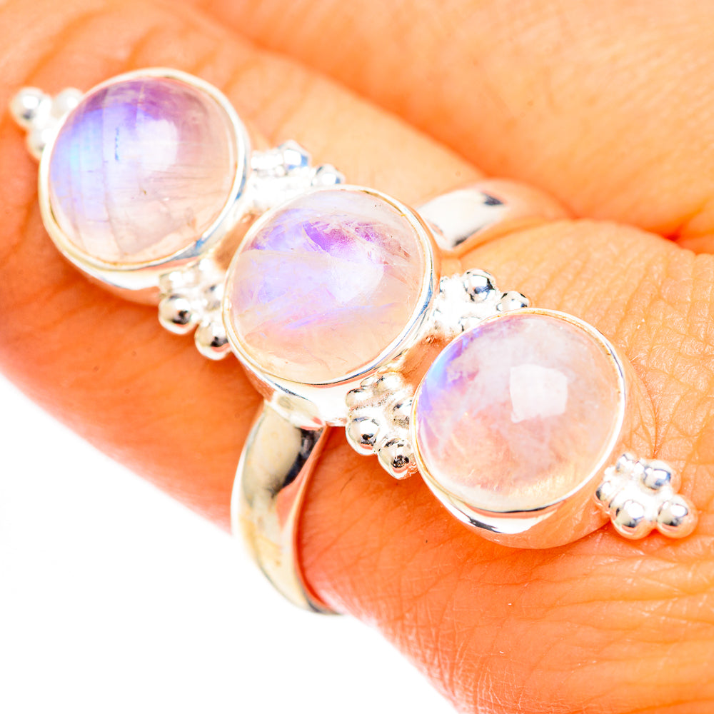 Rainbow Moonstone Rings handcrafted by Ana Silver Co - RING124440