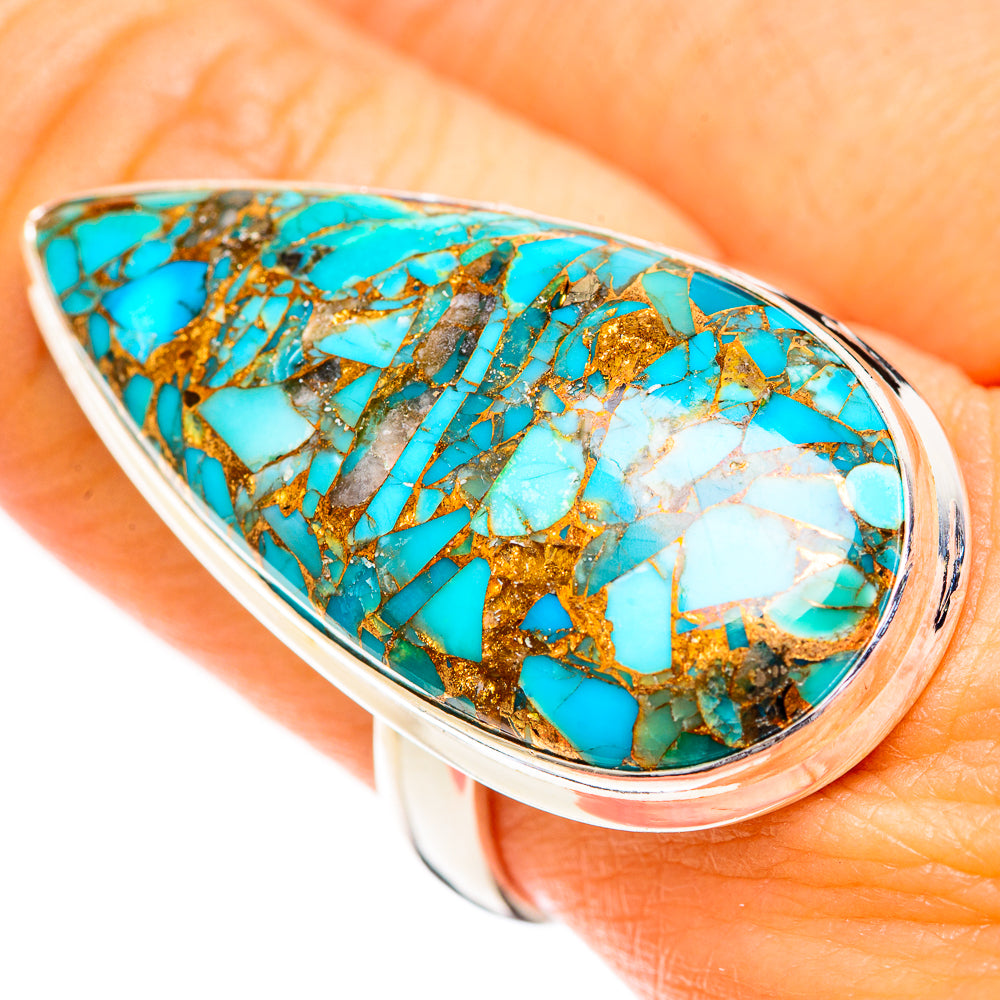 Blue Copper Composite Turquoise Rings handcrafted by Ana Silver Co - RING124448