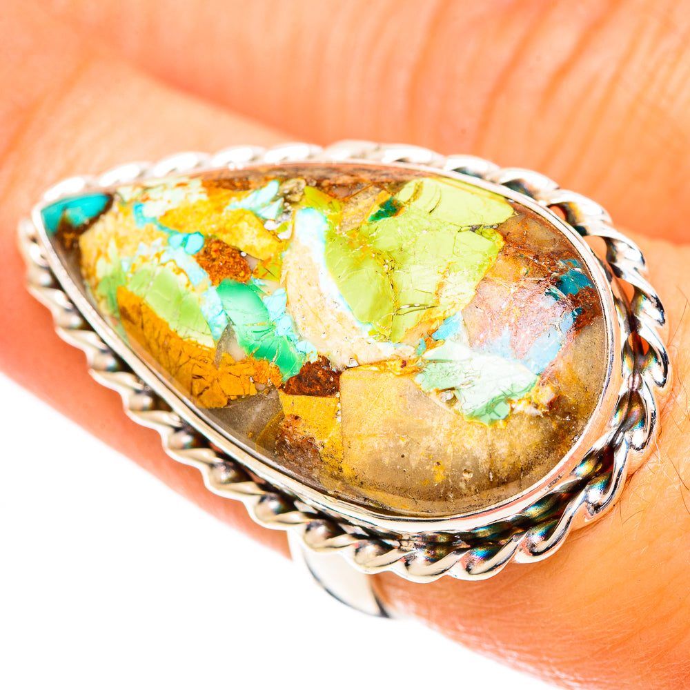 Green Copper Composite Turquoise Rings handcrafted by Ana Silver Co - RING124455