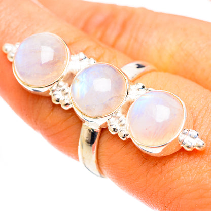 Rainbow Moonstone Rings handcrafted by Ana Silver Co - RING124457