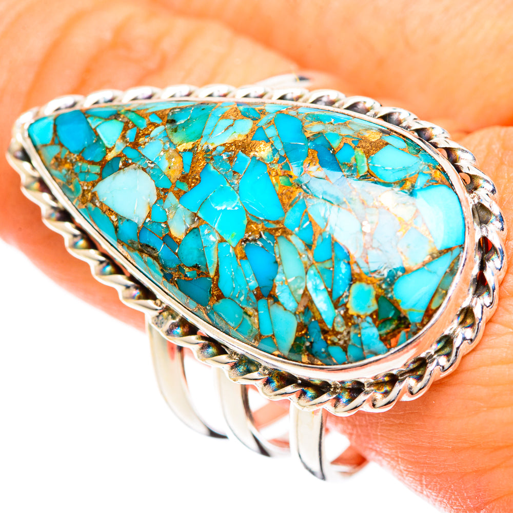 Blue Copper Composite Turquoise Rings handcrafted by Ana Silver Co - RING124467