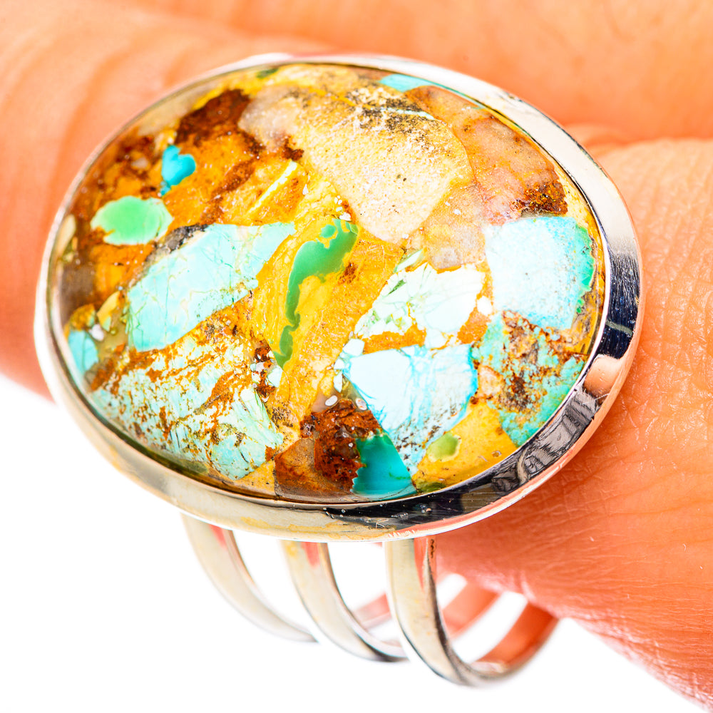 Blue Copper Composite Turquoise Rings handcrafted by Ana Silver Co - RING124470