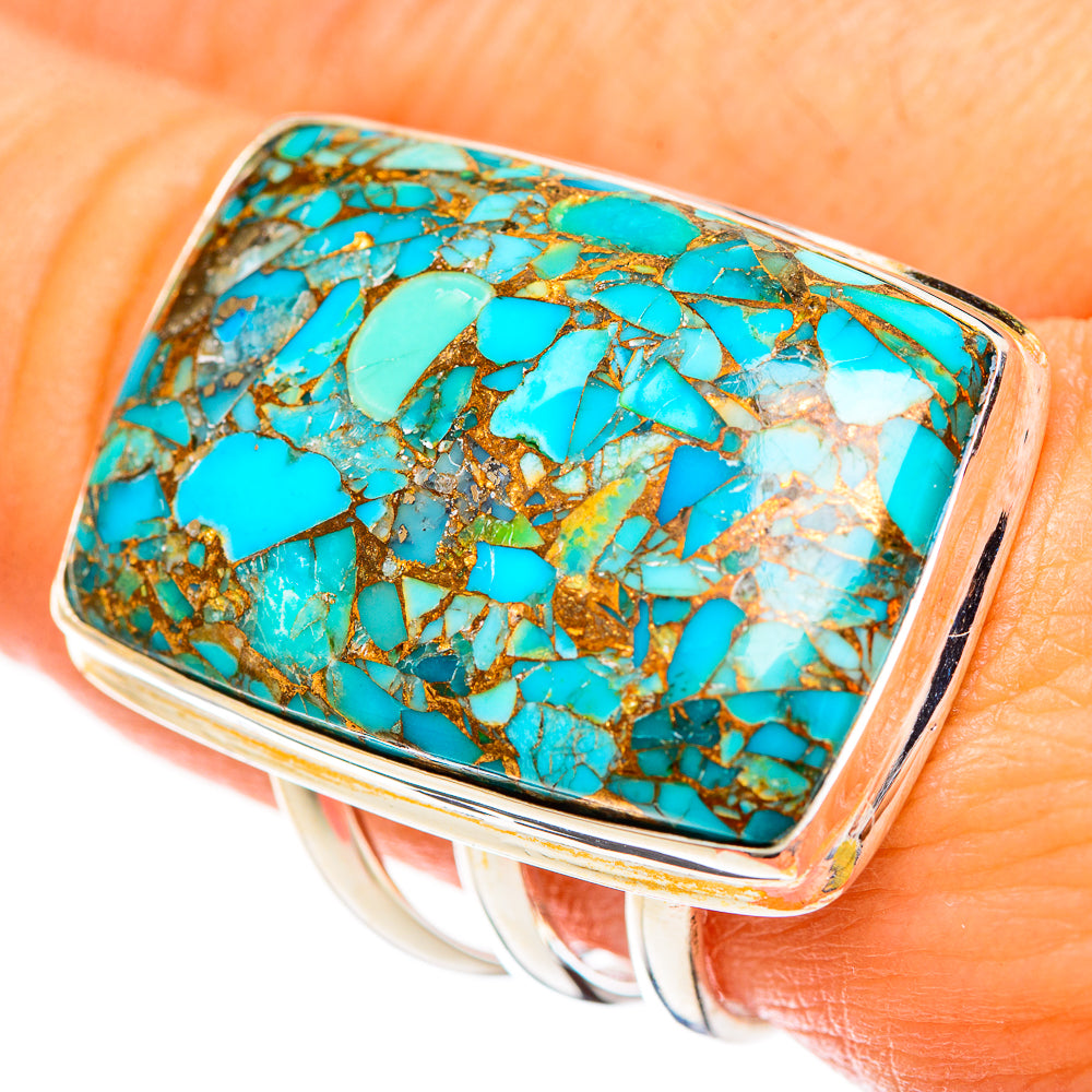 Blue Copper Composite Turquoise Rings handcrafted by Ana Silver Co - RING124472