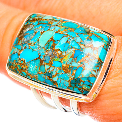 Blue Copper Composite Turquoise Rings handcrafted by Ana Silver Co - RING124472