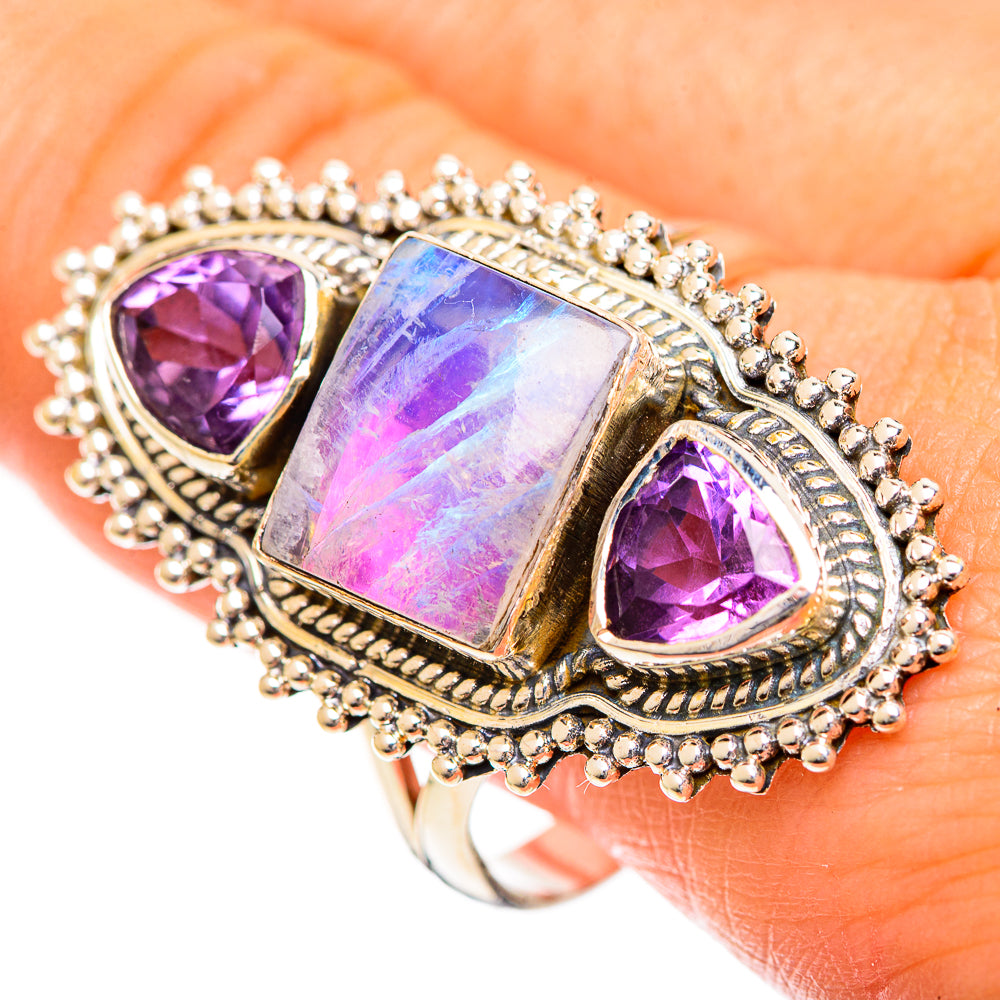 Pink Moonstone Rings handcrafted by Ana Silver Co - RING124476