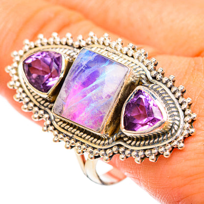 Pink Moonstone Rings handcrafted by Ana Silver Co - RING124476
