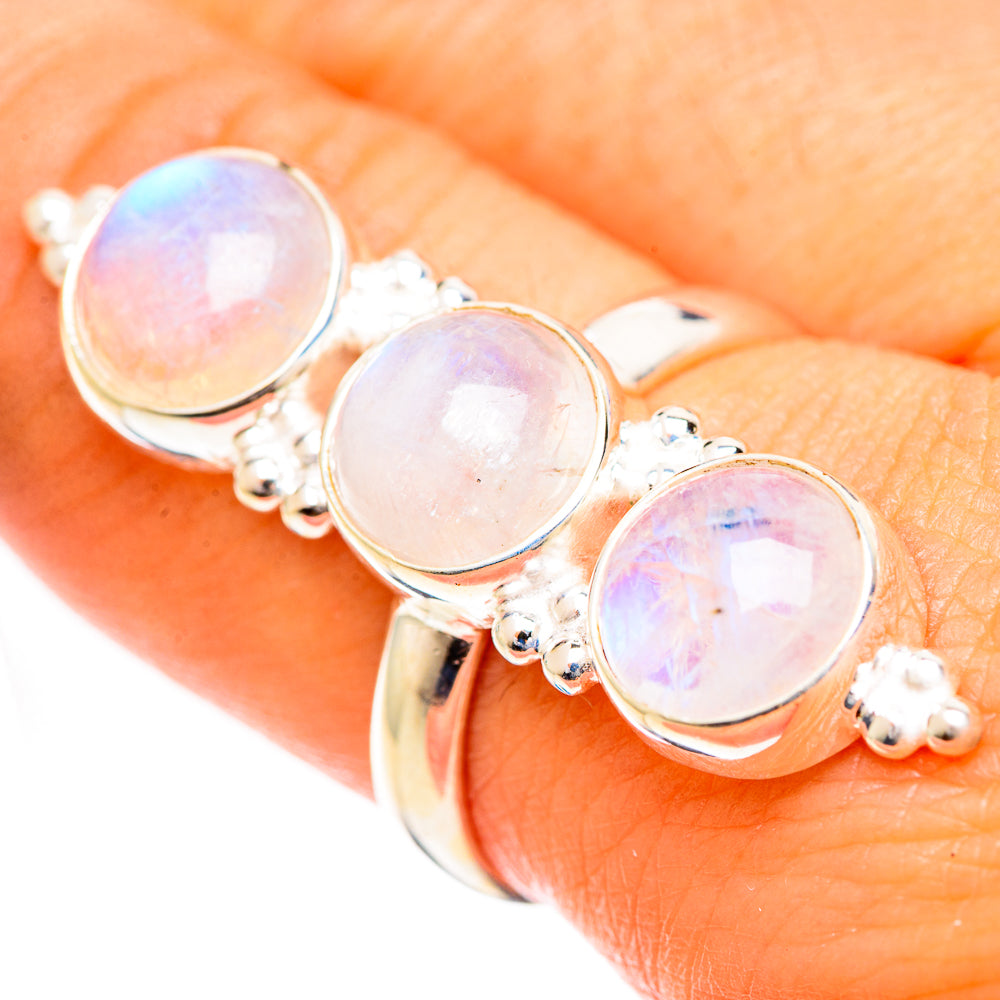 Rainbow Moonstone Rings handcrafted by Ana Silver Co - RING124480