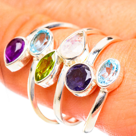 Rainbow Moonstone Rings handcrafted by Ana Silver Co - RING124483