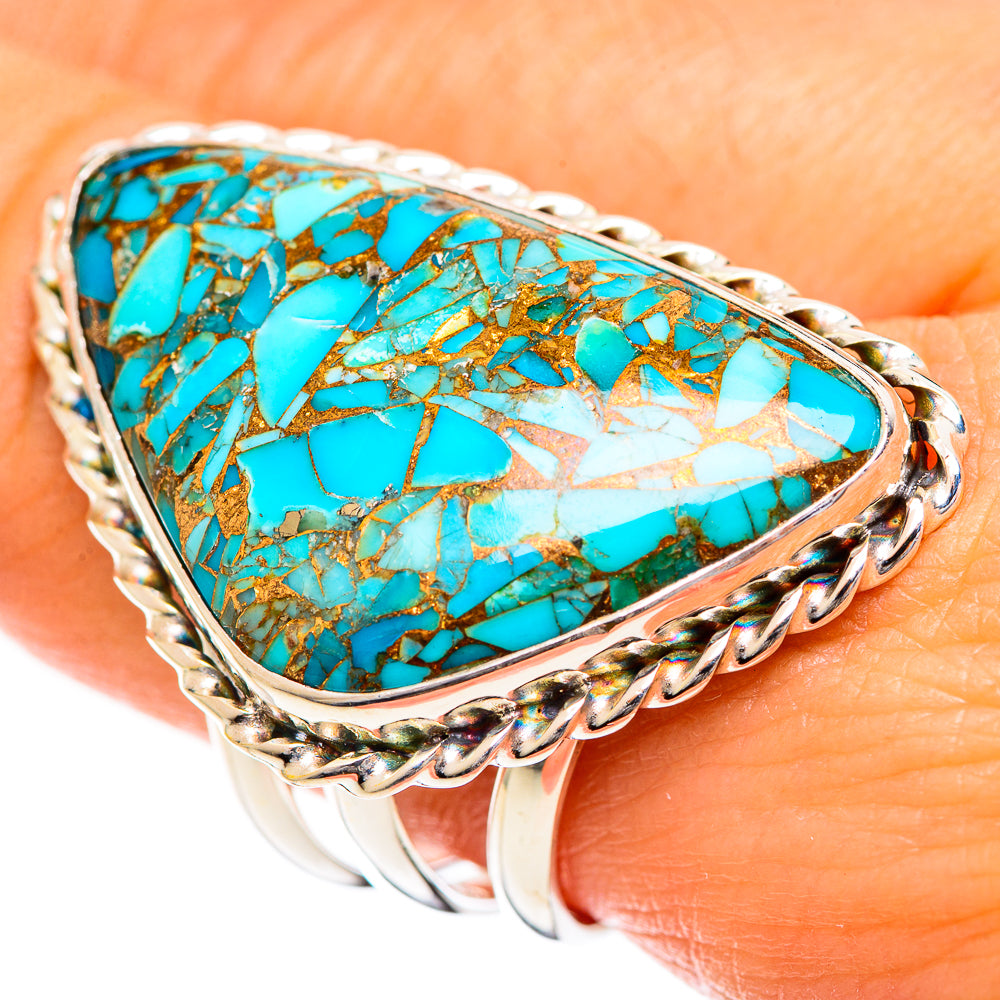 Blue Copper Composite Turquoise Rings handcrafted by Ana Silver Co - RING124485