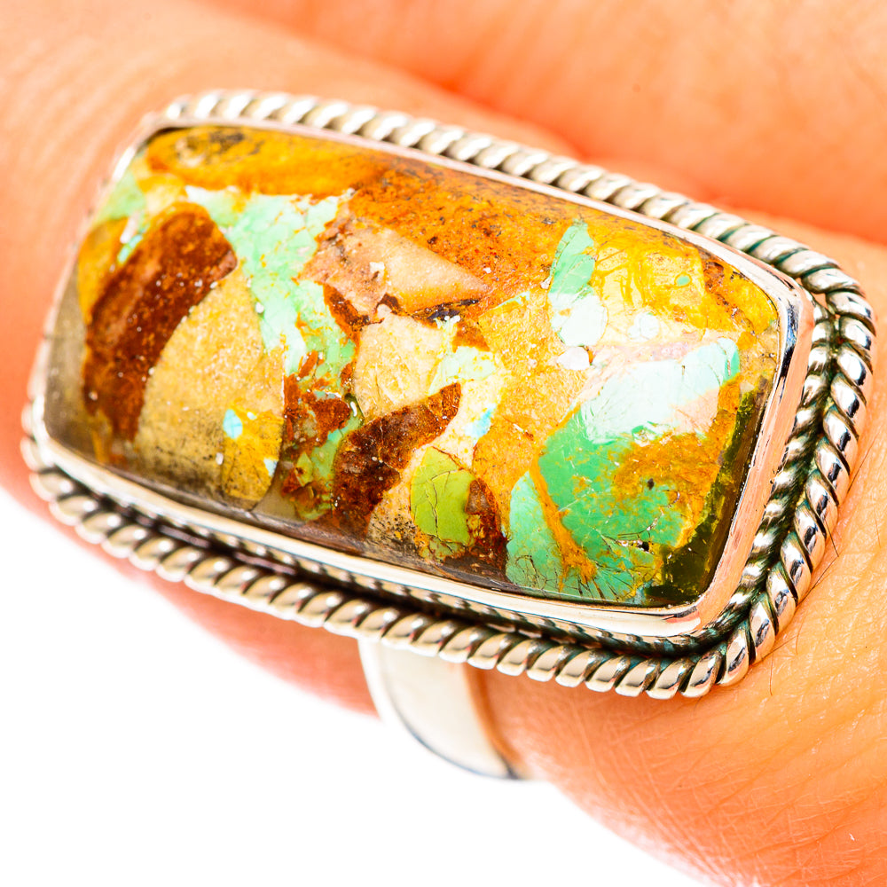 Green Copper Composite Turquoise Rings handcrafted by Ana Silver Co - RING124487