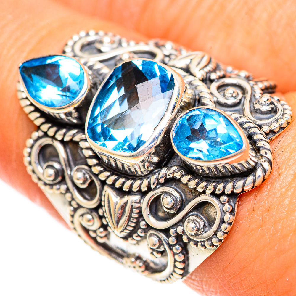 Swiss Blue Topaz Rings handcrafted by Ana Silver Co - RING124489