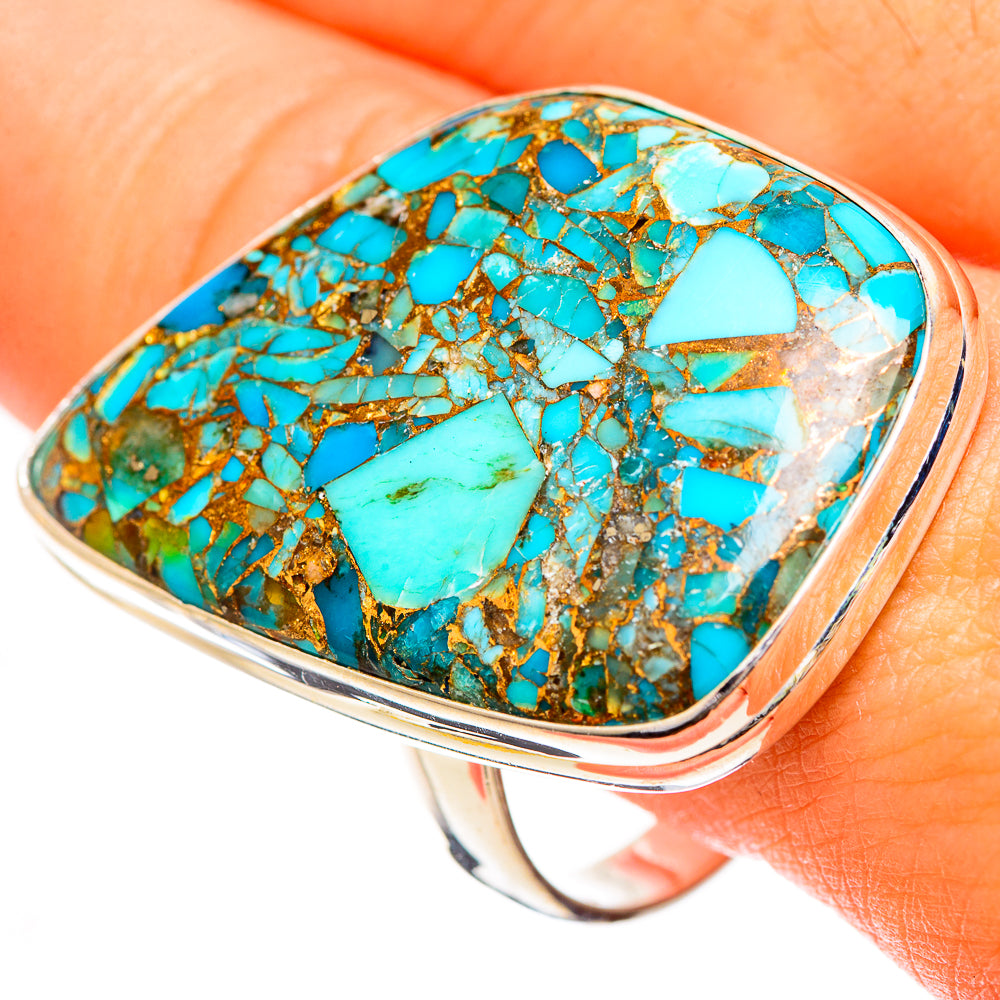 Blue Copper Composite Turquoise Rings handcrafted by Ana Silver Co - RING124490