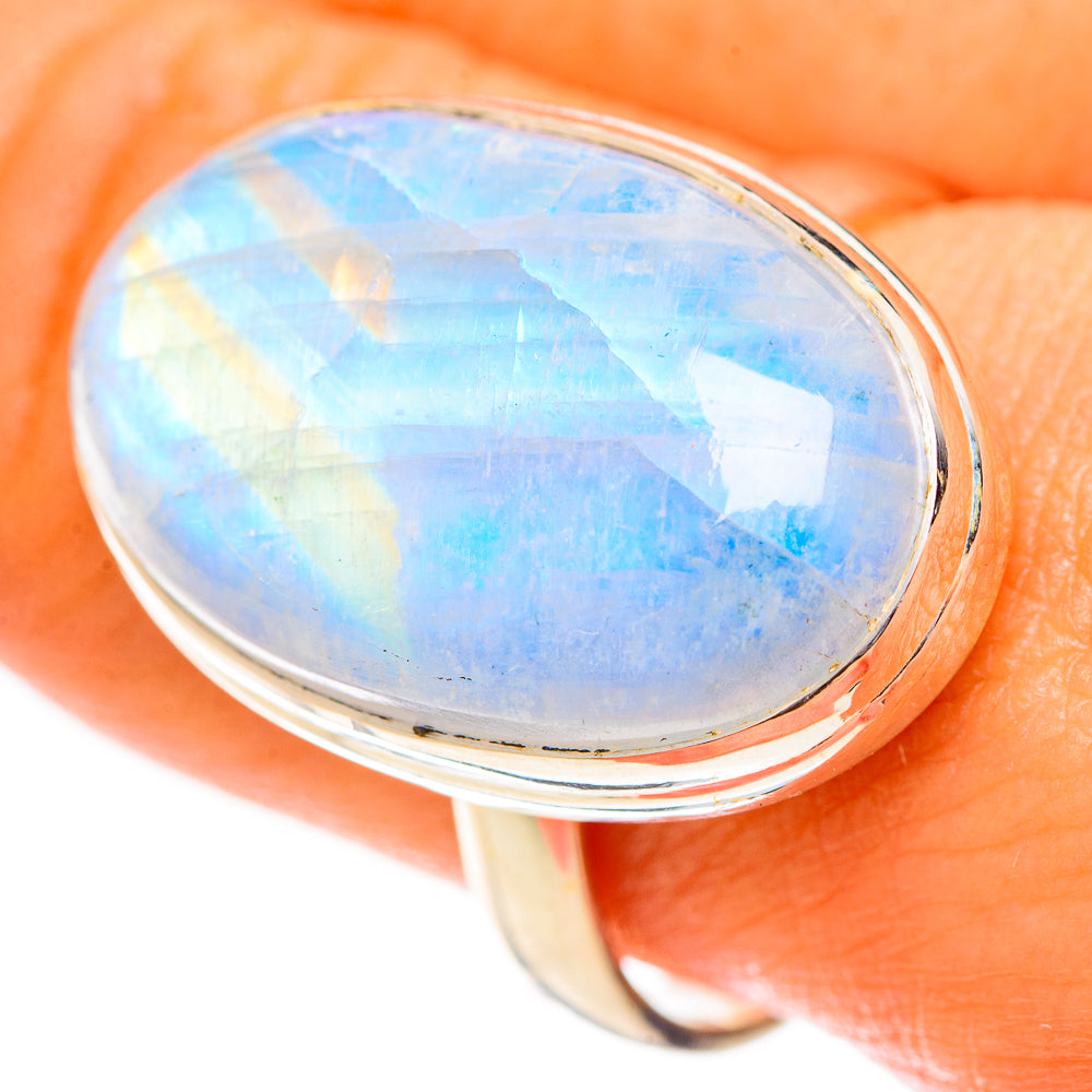 Rainbow Moonstone Rings handcrafted by Ana Silver Co - RING124492