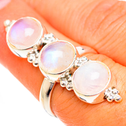 Rainbow Moonstone Rings handcrafted by Ana Silver Co - RING124497