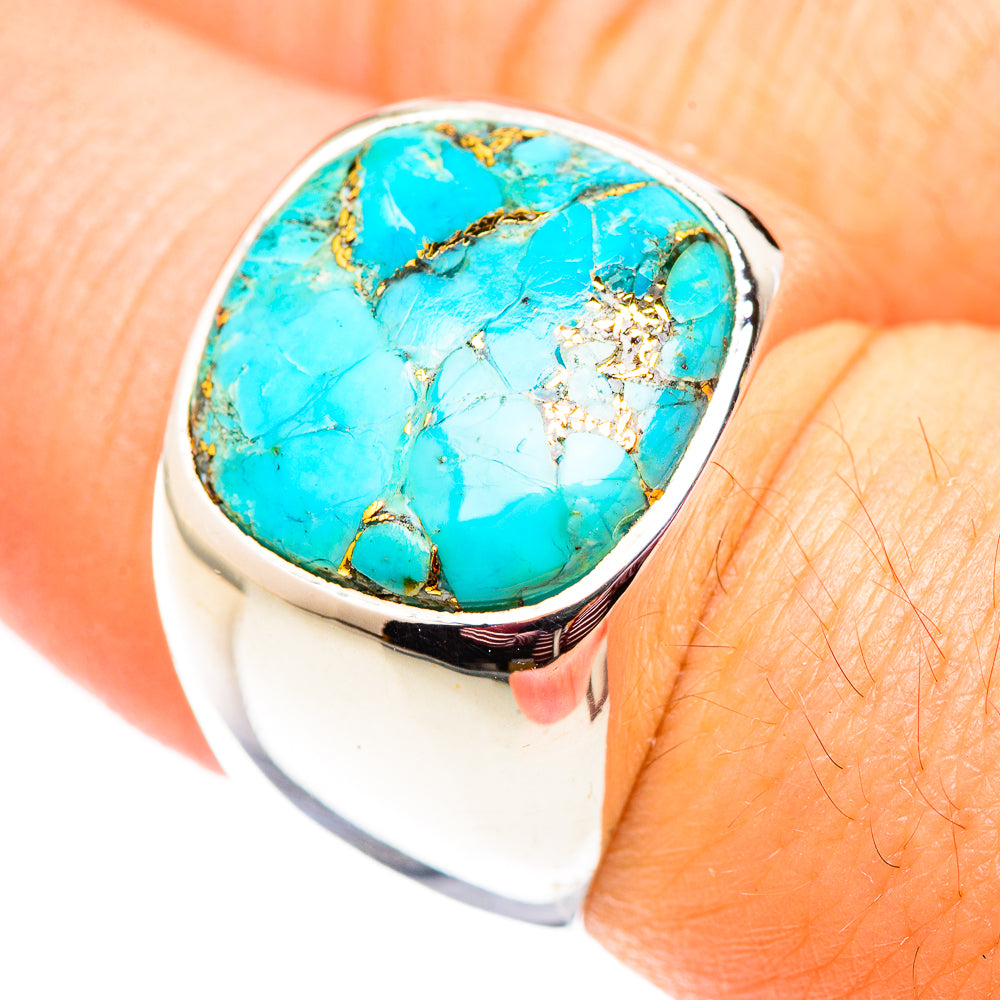 Blue Copper Composite Turquoise Rings handcrafted by Ana Silver Co - RING124505