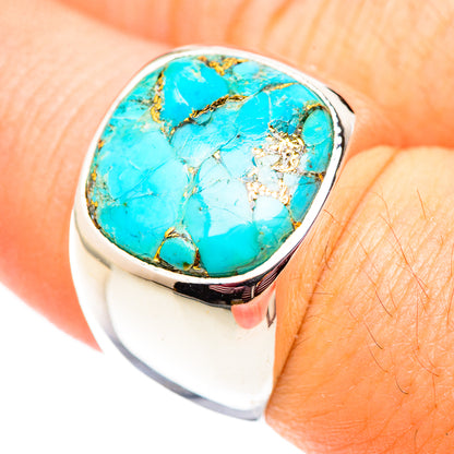 Blue Copper Composite Turquoise Rings handcrafted by Ana Silver Co - RING124505