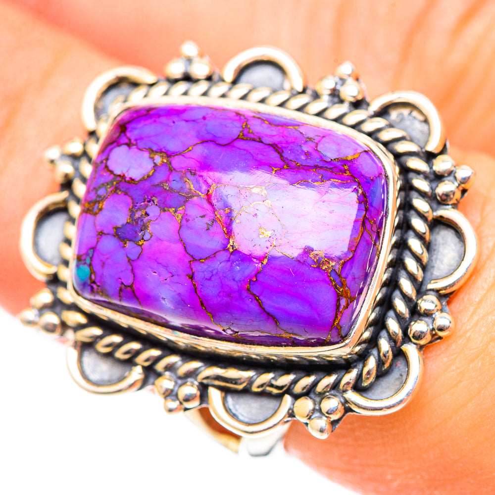 Purple Copper Composite Turquoise Rings handcrafted by Ana Silver Co - RING124516
