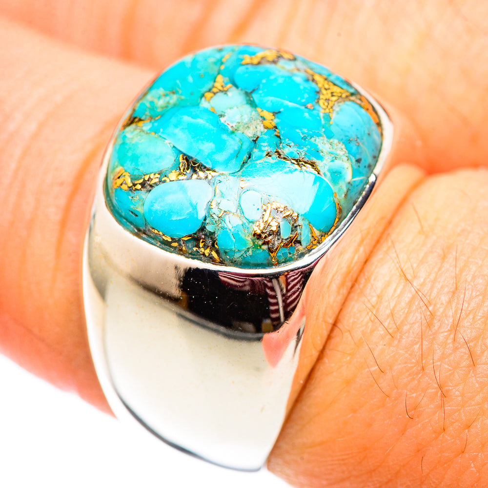 Blue Copper Composite Turquoise Rings handcrafted by Ana Silver Co - RING124524