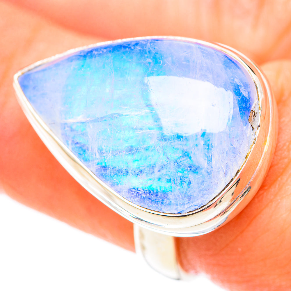 Rainbow Moonstone Rings handcrafted by Ana Silver Co - RING124530