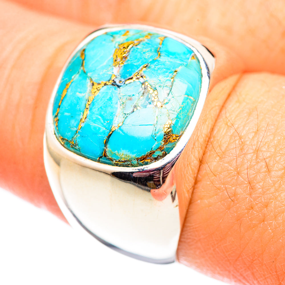 Blue Copper Composite Turquoise Rings handcrafted by Ana Silver Co - RING124559