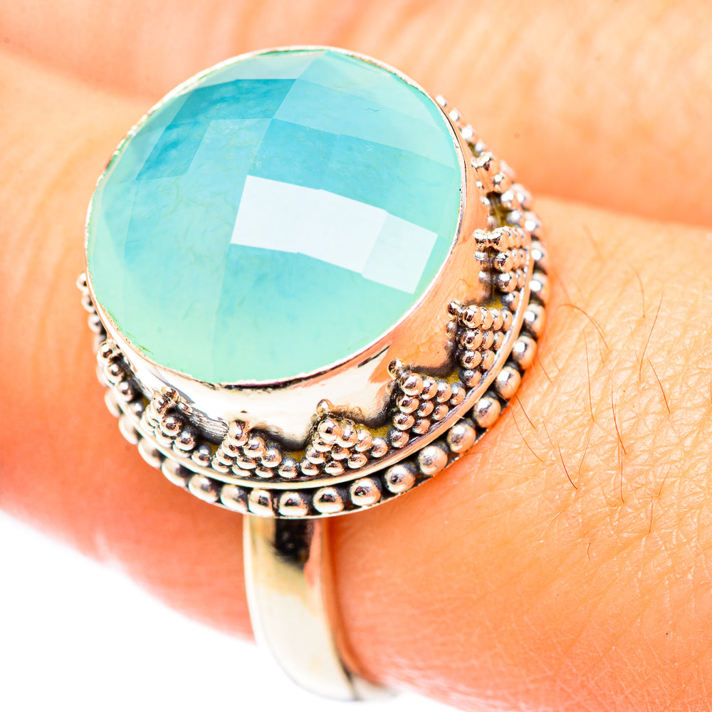 Aqua Chalcedony Rings handcrafted by Ana Silver Co - RING124560