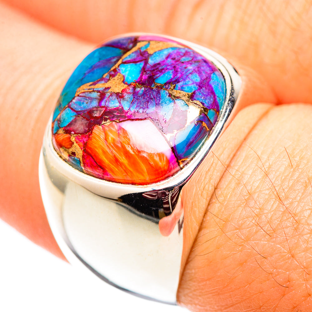 Kingman Pink Dahlia Turquoise Rings handcrafted by Ana Silver Co - RING124572