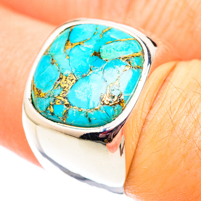 Blue Copper Composite Turquoise Rings handcrafted by Ana Silver Co - RING124579