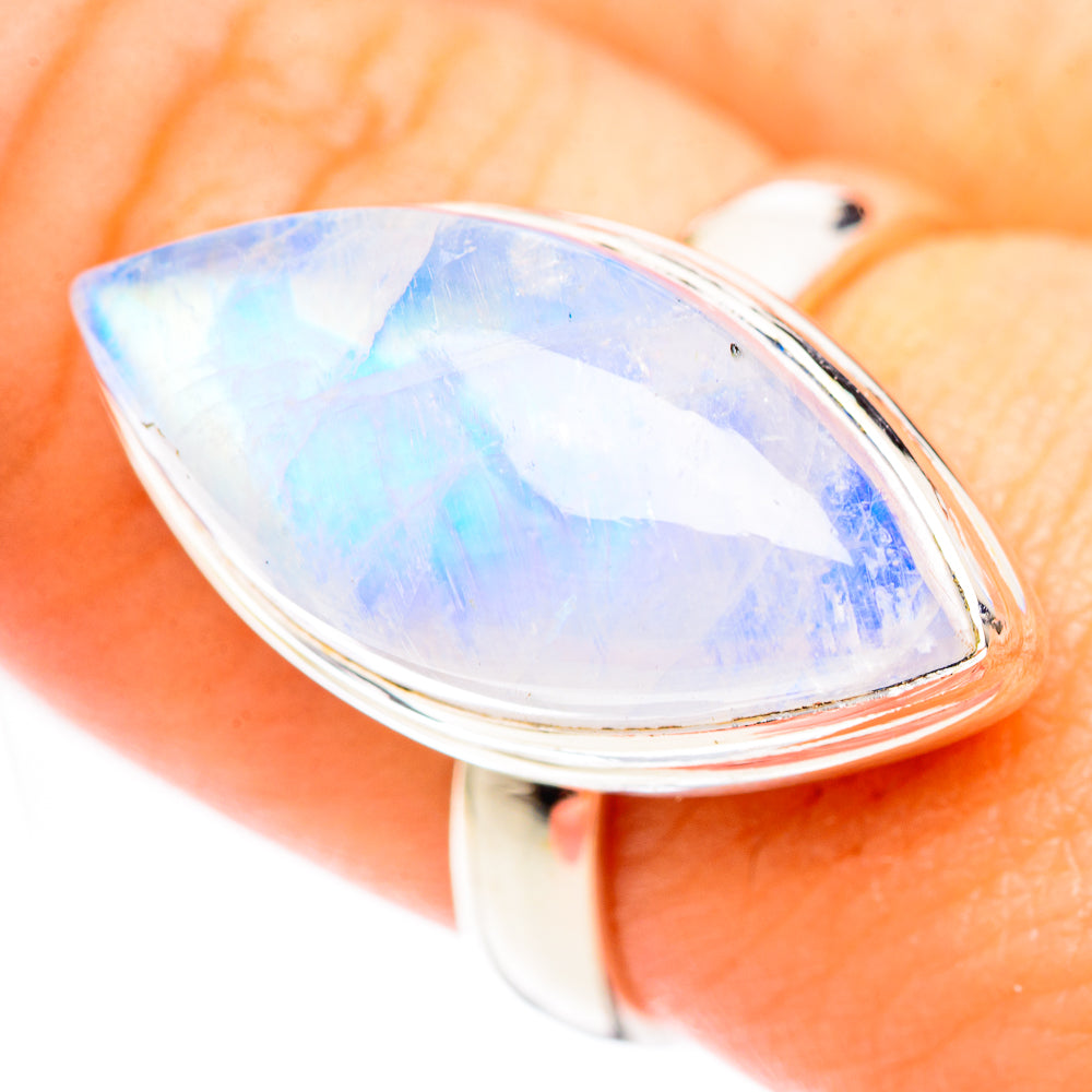 Rainbow Moonstone Rings handcrafted by Ana Silver Co - RING124581