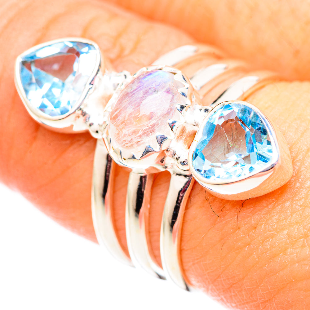 Rainbow Moonstone Rings handcrafted by Ana Silver Co - RING124585