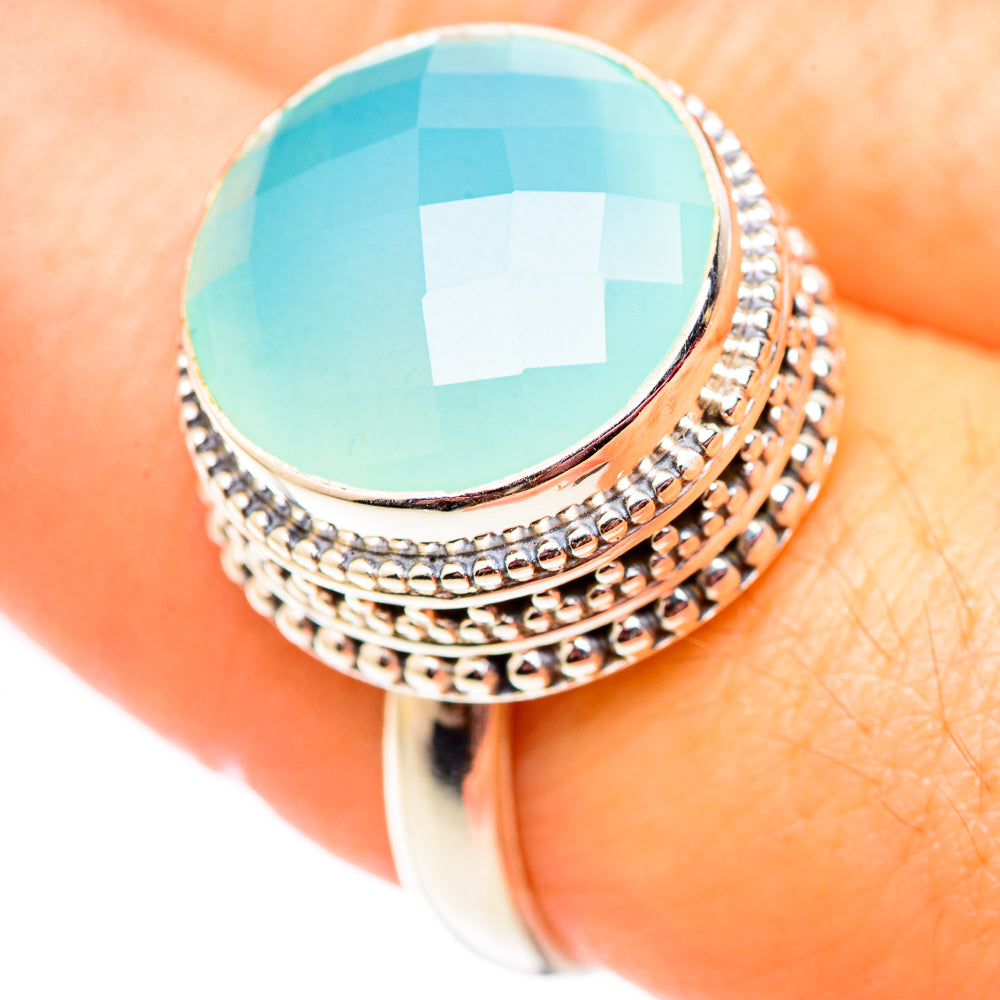 Aqua Chalcedony Rings handcrafted by Ana Silver Co - RING124608