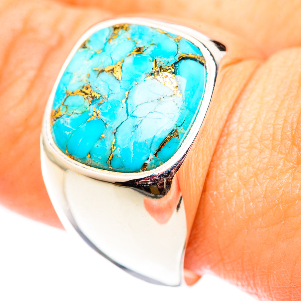 Blue Copper Composite Turquoise Rings handcrafted by Ana Silver Co - RING124621