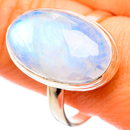 Rainbow Moonstone Rings handcrafted by Ana Silver Co - RING124627