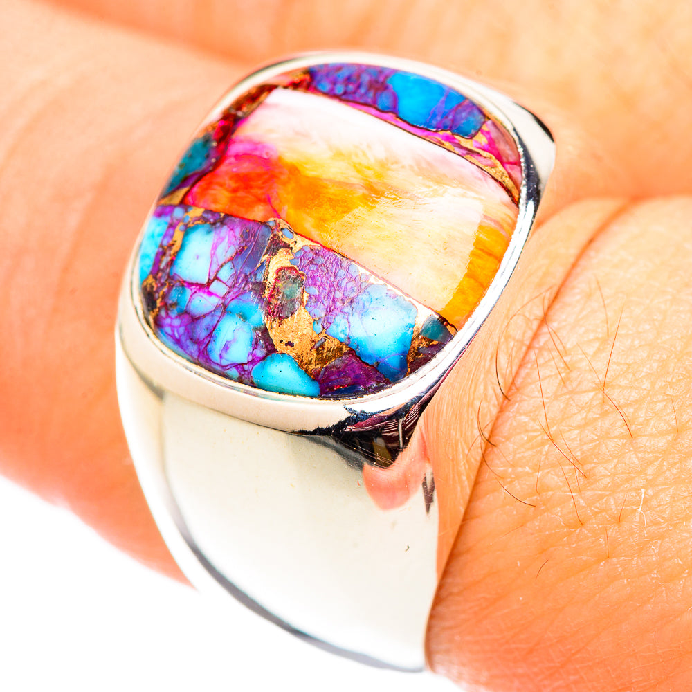 Kingman Pink Dahlia Turquoise Rings handcrafted by Ana Silver Co - RING124639