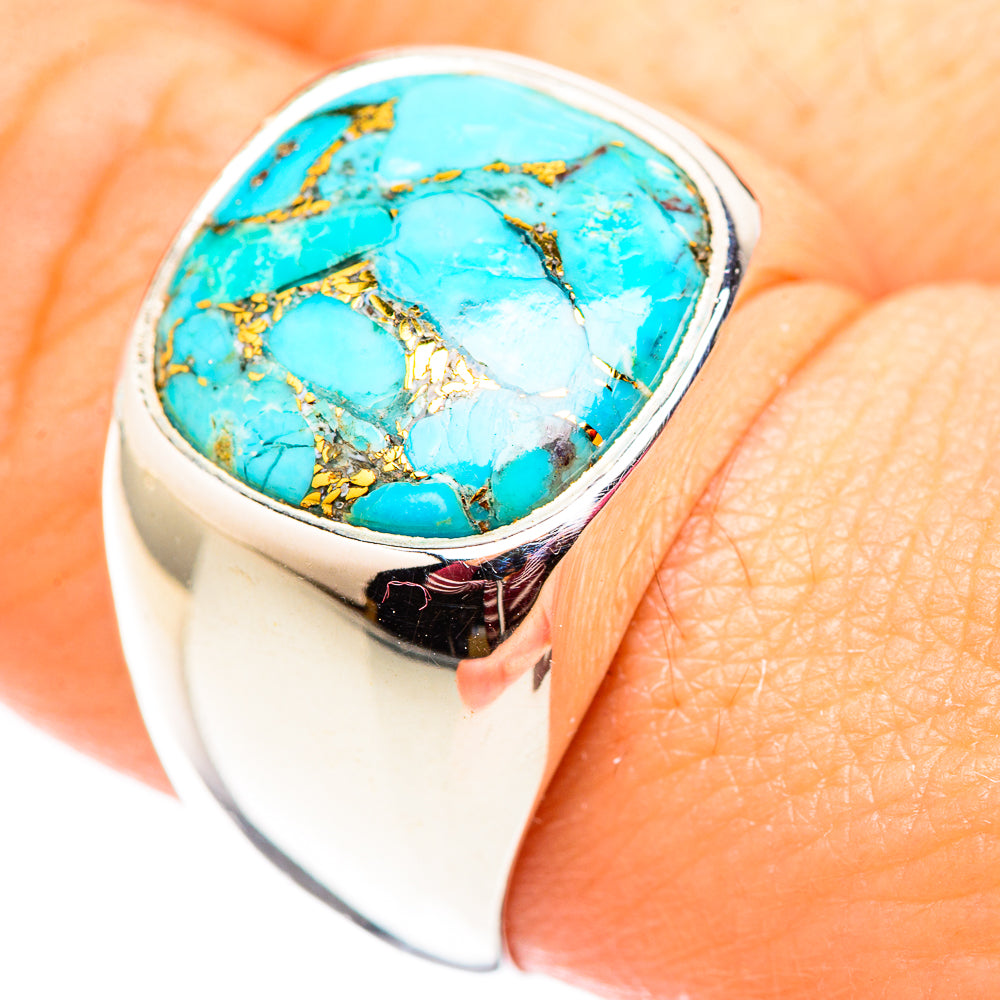 Blue Copper Composite Turquoise Rings handcrafted by Ana Silver Co - RING124643