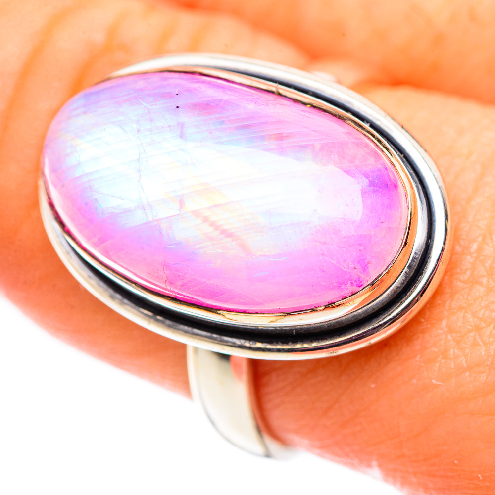 Pink Moonstone Rings handcrafted by Ana Silver Co - RING124656