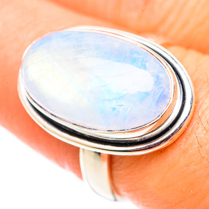 Rainbow Moonstone Rings handcrafted by Ana Silver Co - RING124669