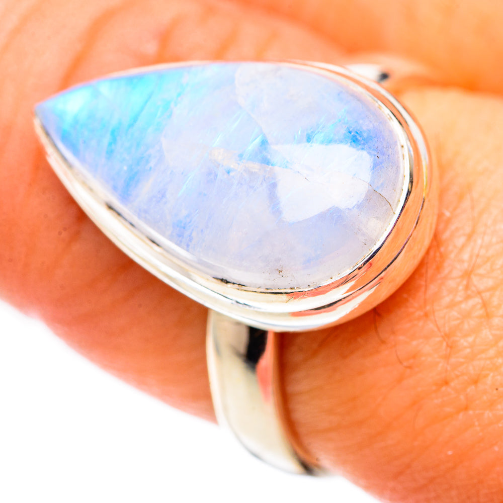 Rainbow Moonstone Rings handcrafted by Ana Silver Co - RING124672