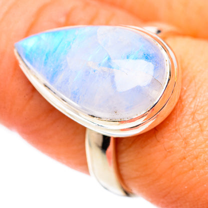 Rainbow Moonstone Rings handcrafted by Ana Silver Co - RING124672