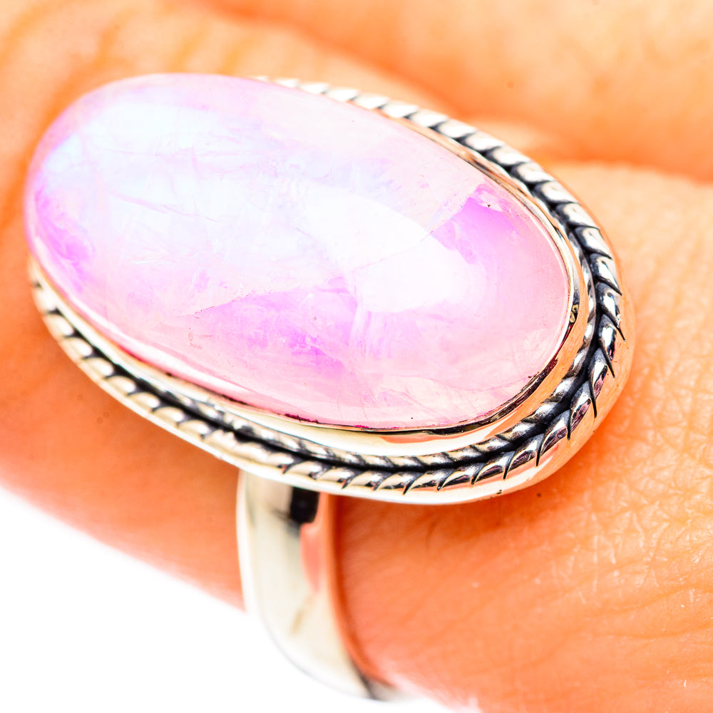Pink Moonstone Rings handcrafted by Ana Silver Co - RING124675