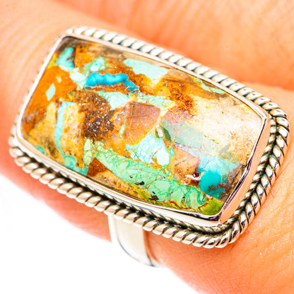 Blue Copper Composite Turquoise Rings handcrafted by Ana Silver Co - RING124699
