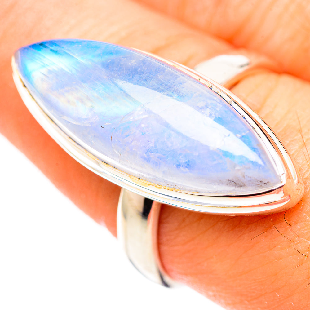 Rainbow Moonstone Rings handcrafted by Ana Silver Co - RING124704