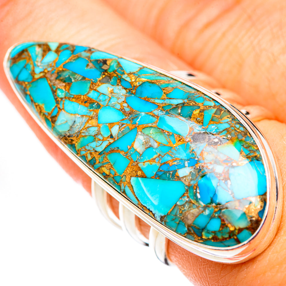 Blue Copper Composite Turquoise Rings handcrafted by Ana Silver Co - RING124711