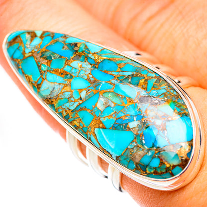 Blue Copper Composite Turquoise Rings handcrafted by Ana Silver Co - RING124711