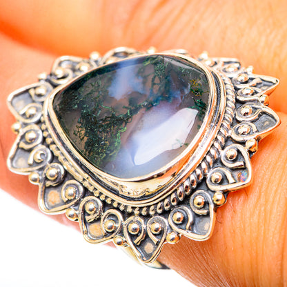 Green Moss Agate Rings handcrafted by Ana Silver Co - RING124712