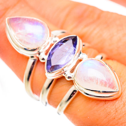 Rainbow Moonstone Rings handcrafted by Ana Silver Co - RING124716